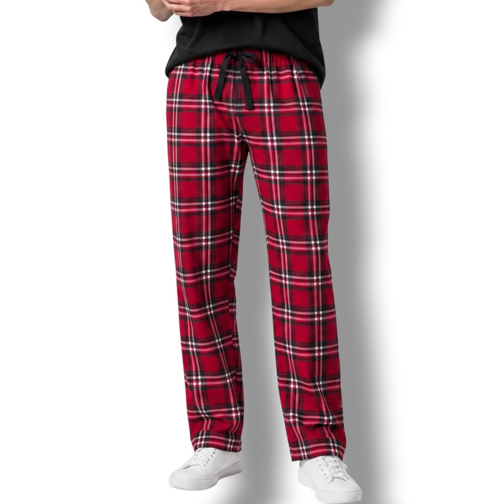 NWT Nautica Mens Cozy Fleece Pajama Pants Red Black Plaid Sleepwear Size Small